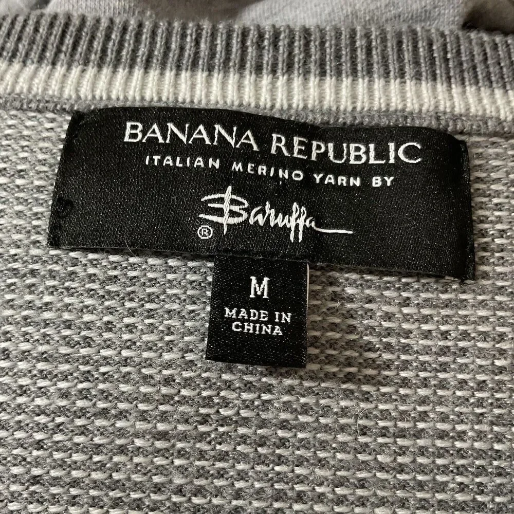 Banana‎ Republic Baruffa Sweater Men's Medium Gray Italian Merino Wool Pullover